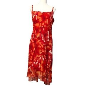 Meghan Matthews Red Floral High Low Chiffon Sundress Size 10